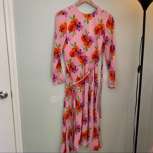 MSGM Milano Pink Floral Long Sleeve Maxi Dress S/M - Picture 13 of 13